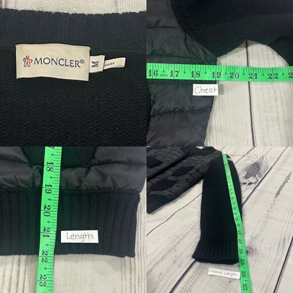 Moncler Maglione Tricot Alla Coreana Down Padded Wool Cardigan Sz Medium Jacket - Picture 7 of 15